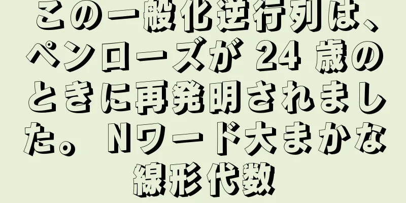 この一般化逆行列は、ペンローズが 24 歳のときに再発明されました。 Nワード大まかな線形代数