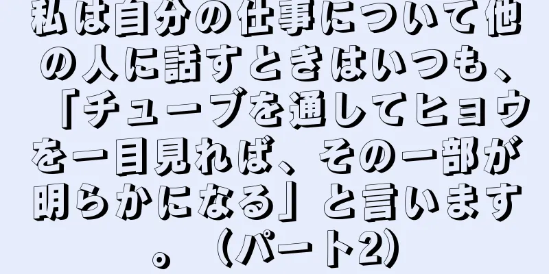 私は自分の仕事について他の人に話すときはいつも、「チューブを通してヒョウを一目見れば、その一部が明らかになる」と言います。（パート2）