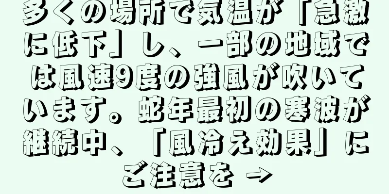 多くの場所で気温が「急激に低下」し、一部の地域では風速9度の強風が吹いています。蛇年最初の寒波が継続中、「風冷え効果」にご注意を →