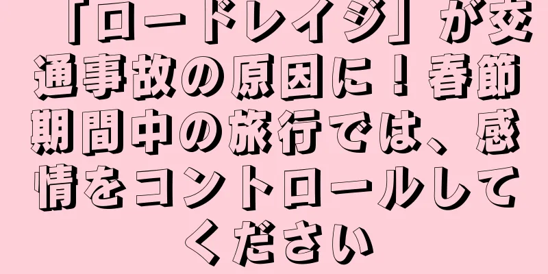 「ロードレイジ」が交通事故の原因に！春節期間中の旅行では、感情をコントロールしてください