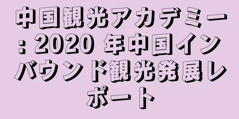 中国観光アカデミー: 2020 年中国インバウンド観光発展レポート