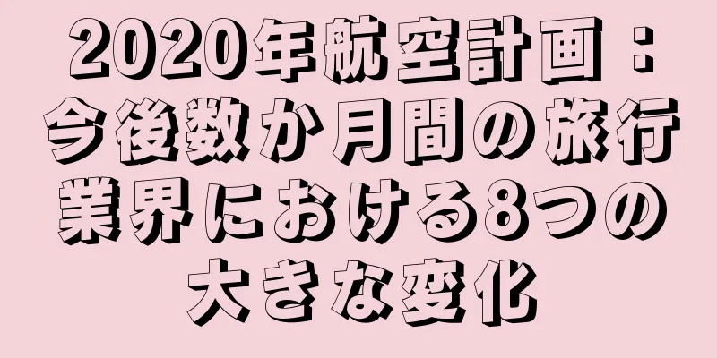 2020年航空計画：今後数か月間の旅行業界における8つの大きな変化