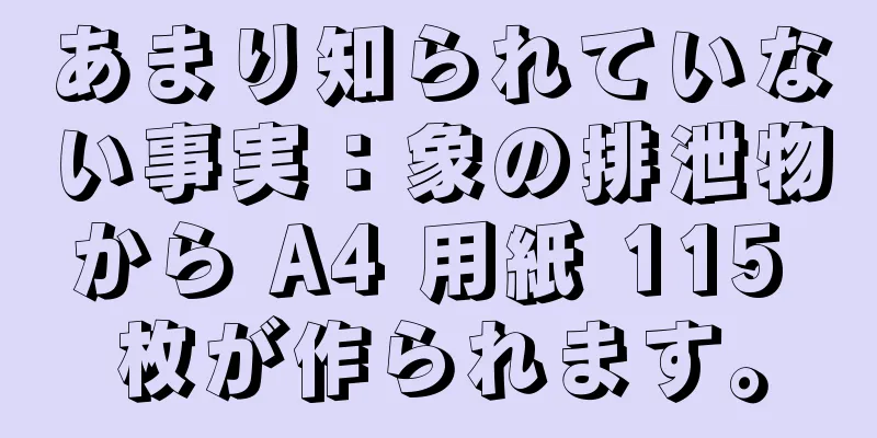 あまり知られていない事実：象の排泄物から A4 用紙 115 枚が作られます。