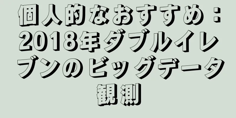 個人的なおすすめ：2018年ダブルイレブンのビッグデータ観測