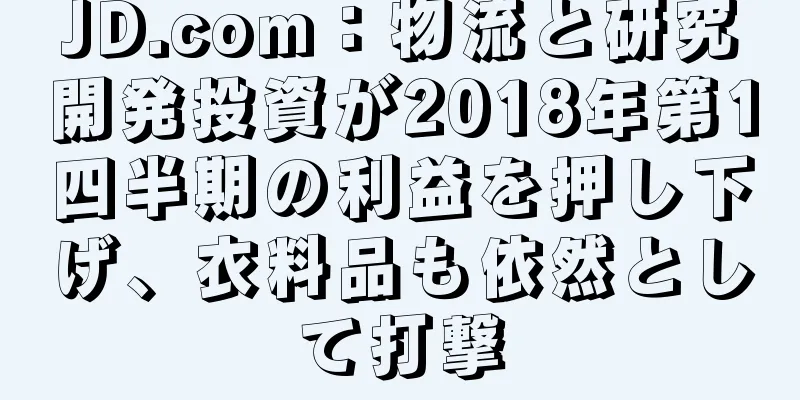 JD.com：物流と研究開発投資が2018年第1四半期の利益を押し下げ、衣料品も依然として打撃