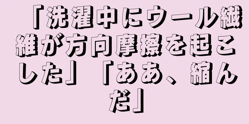 「洗濯中にウール繊維が方向摩擦を起こした」「ああ、縮んだ」