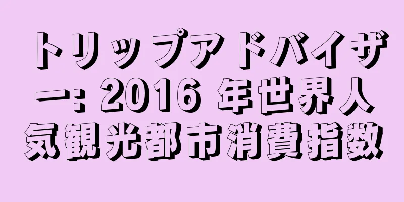 トリップアドバイザー: 2016 年世界人気観光都市消費指数