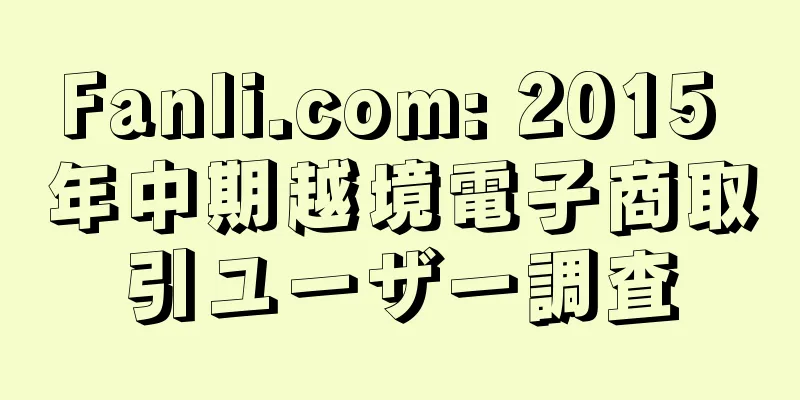 Fanli.com: 2015 年中期越境電子商取引ユーザー調査