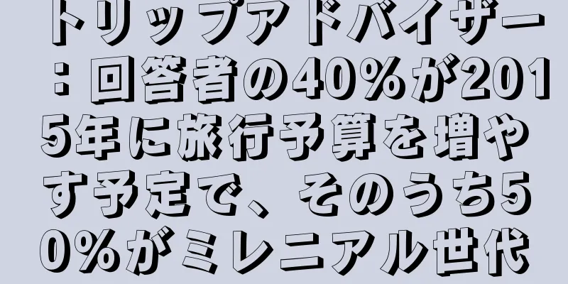 トリップアドバイザー：回答者の40％が2015年に旅行予算を増やす予定で、そのうち50％がミレニアル世代