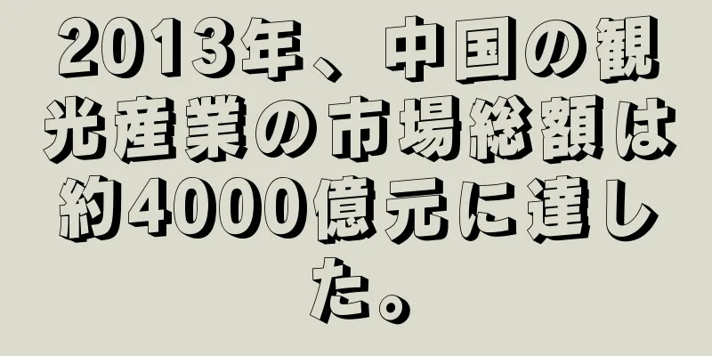 2013年、中国の観光産業の市場総額は約4000億元に達した。