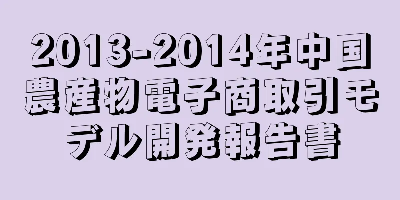 2013-2014年中国農産物電子商取引モデル開発報告書
