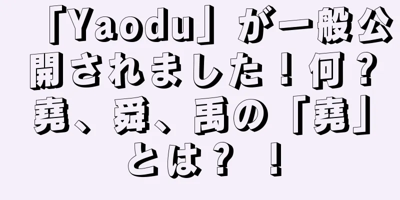 「Yaodu」が一般公開されました！何？堯、舜、禹の「堯」とは？ ！