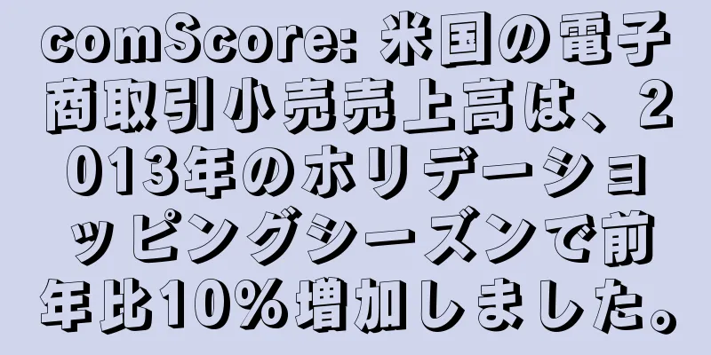comScore: 米国の電子商取引小売売上高は、2013年のホリデーショッピングシーズンで前年比10%増加しました。