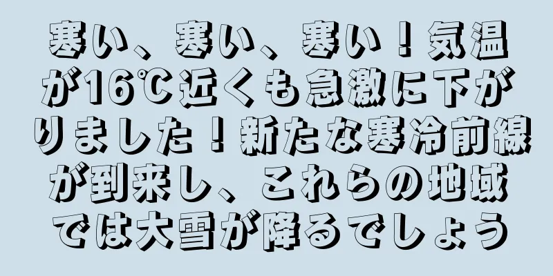 寒い、寒い、寒い！気温が16℃近くも急激に下がりました！新たな寒冷前線が到来し、これらの地域では大雪が降るでしょう