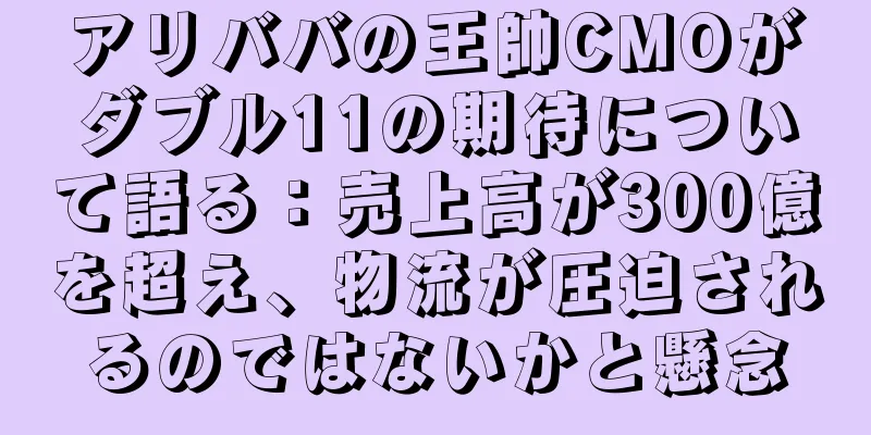 アリババの王帥CMOがダブル11の期待について語る：売上高が300億を超え、物流が圧迫されるのではないかと懸念