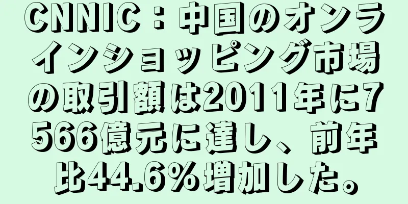 CNNIC：中国のオンラインショッピング市場の取引額は2011年に7566億元に達し、前年比44.6％増加した。