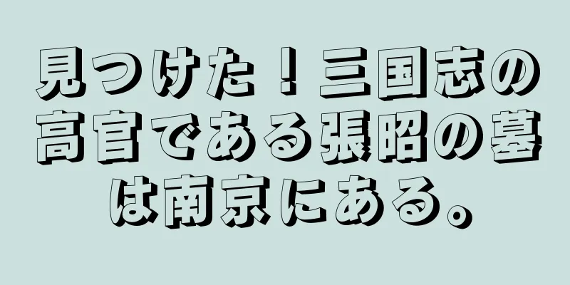 見つけた！三国志の高官である張昭の墓は南京にある。