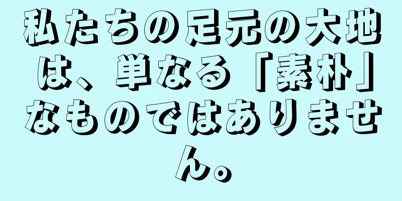 私たちの足元の大地は、単なる「素朴」なものではありません。
