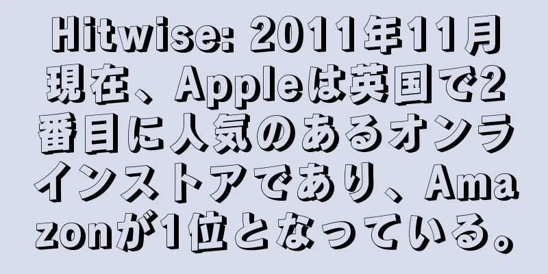 Hitwise: 2011年11月現在、Appleは英国で2番目に人気のあるオンラインストアであり、Amazonが1位となっている。