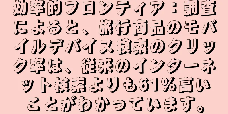 効率的フロンティア：調査によると、旅行商品のモバイルデバイス検索のクリック率は、従来のインターネット検索よりも61％高いことがわかっています。