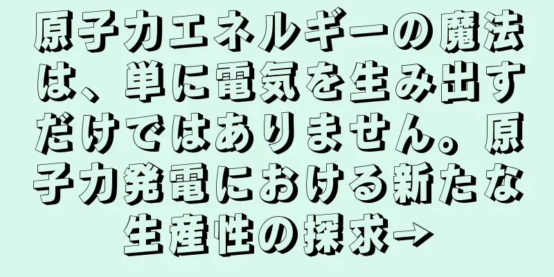 原子力エネルギーの魔法は、単に電気を生み出すだけではありません。原子力発電における新たな生産性の探求→