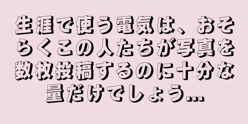 生涯で使う電気は、おそらくこの人たちが写真を数枚投稿するのに十分な量だけでしょう...