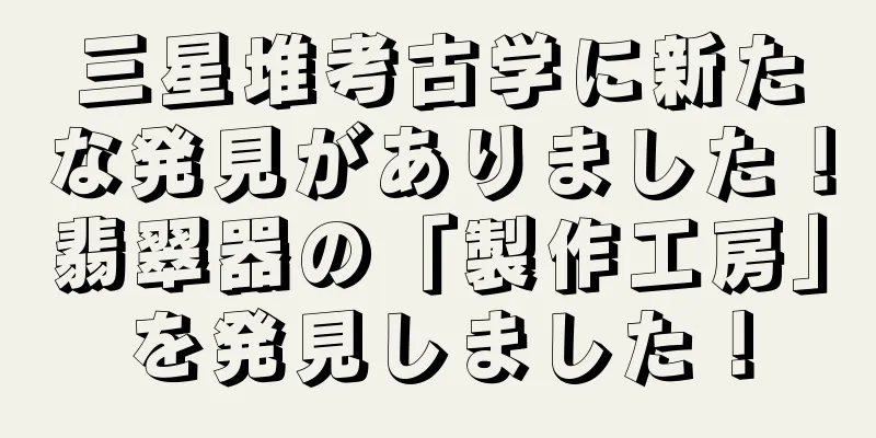 三星堆考古学に新たな発見がありました！翡翠器の「製作工房」を発見しました！