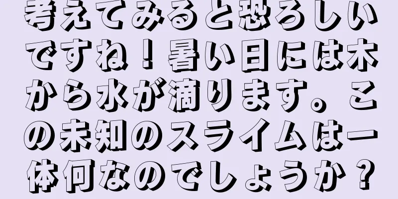 考えてみると恐ろしいですね！暑い日には木から水が滴ります。この未知のスライムは一体何なのでしょうか？
