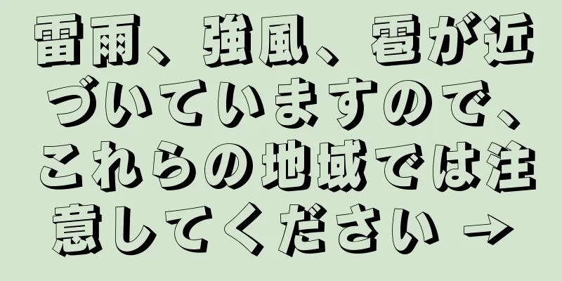 雷雨、強風、雹が近づいていますので、これらの地域では注意してください →
