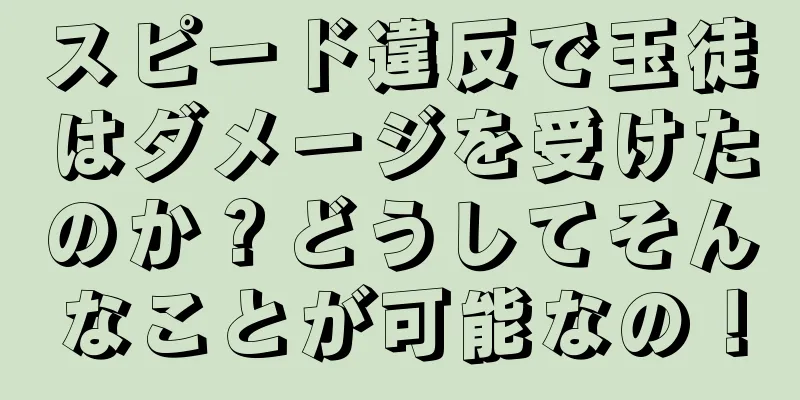 スピード違反で玉徒はダメージを受けたのか？どうしてそんなことが可能なの！