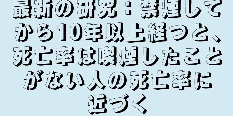 最新の研究：禁煙してから10年以上経つと、死亡率は喫煙したことがない人の死亡率に近づく