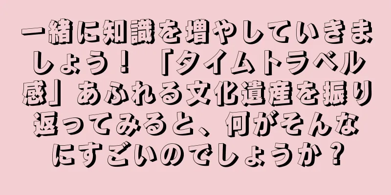 一緒に知識を増やしていきましょう！ 「タイムトラベル感」あふれる文化遺産を振り返ってみると、何がそんなにすごいのでしょうか？