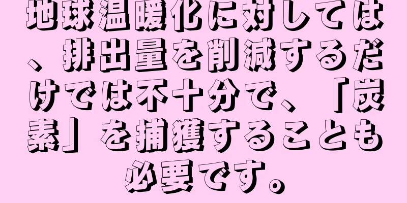 地球温暖化に対しては、排出量を削減するだけでは不十分で、「炭素」を捕獲することも必要です。