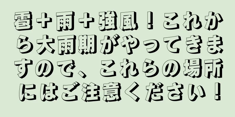 雹＋雨＋強風！これから大雨期がやってきますので、これらの場所にはご注意ください！