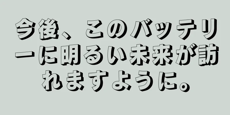 今後、このバッテリーに明るい未来が訪れますように。