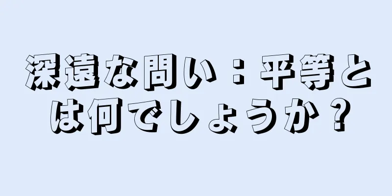 深遠な問い：平等とは何でしょうか？