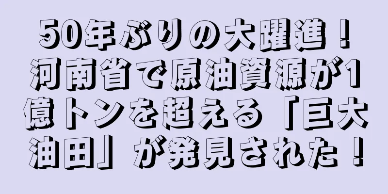 50年ぶりの大躍進！河南省で原油資源が1億トンを超える「巨大油田」が発見された！