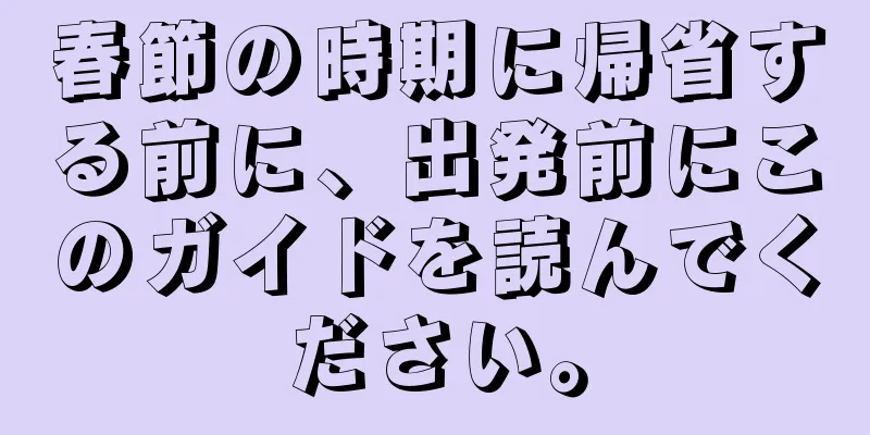 春節の時期に帰省する前に、出発前にこのガイドを読んでください。