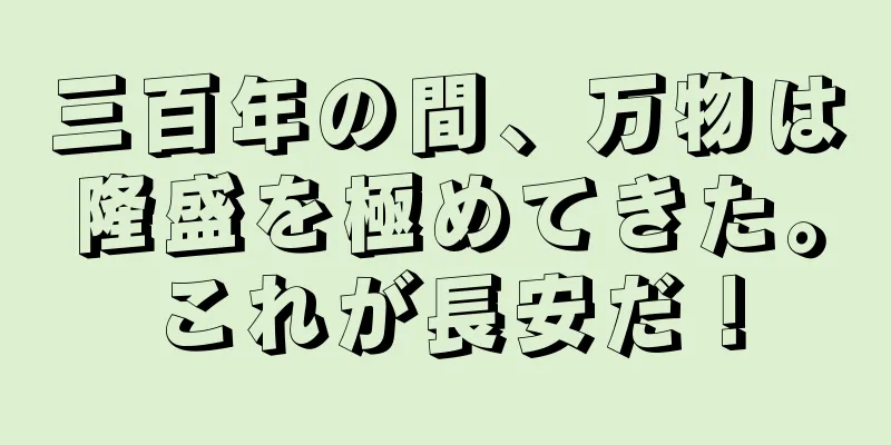 三百年の間、万物は隆盛を極めてきた。これが長安だ！