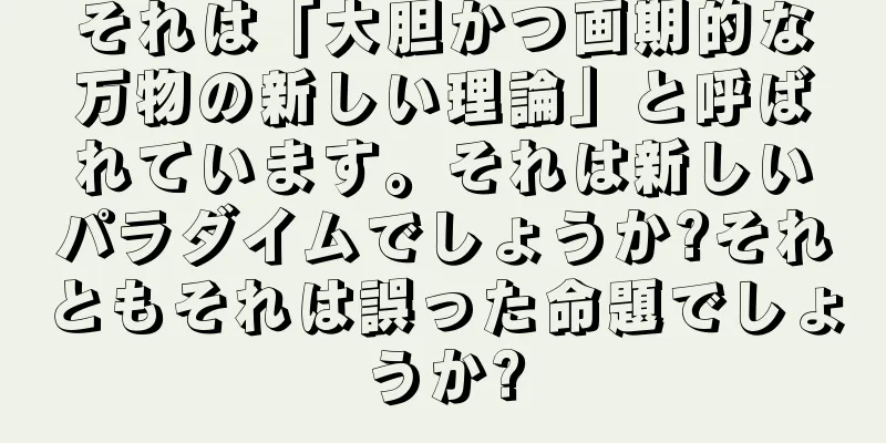 それは「大胆かつ画期的な万物の新しい理論」と呼ばれています。それは新しいパラダイムでしょうか?それともそれは誤った命題でしょうか?