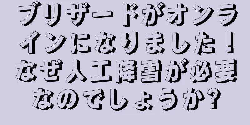 ブリザードがオンラインになりました！なぜ人工降雪が必要なのでしょうか?
