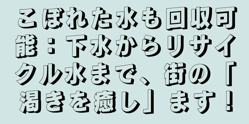 こぼれた水も回収可能：下水からリサイクル水まで、街の「渇きを癒し」ます！