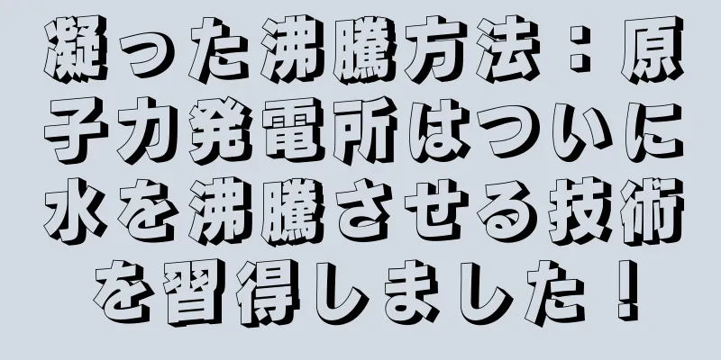 凝った沸騰方法：原子力発電所はついに水を沸騰させる技術を習得しました！