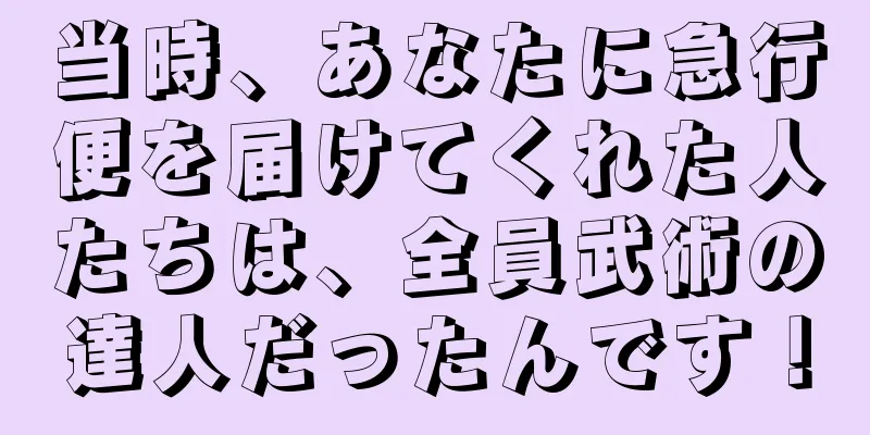 当時、あなたに急行便を届けてくれた人たちは、全員武術の達人だったんです！