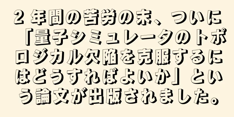 2 年間の苦労の末、ついに「量子シミュレータのトポロジカル欠陥を克服するにはどうすればよいか」という論文が出版されました。