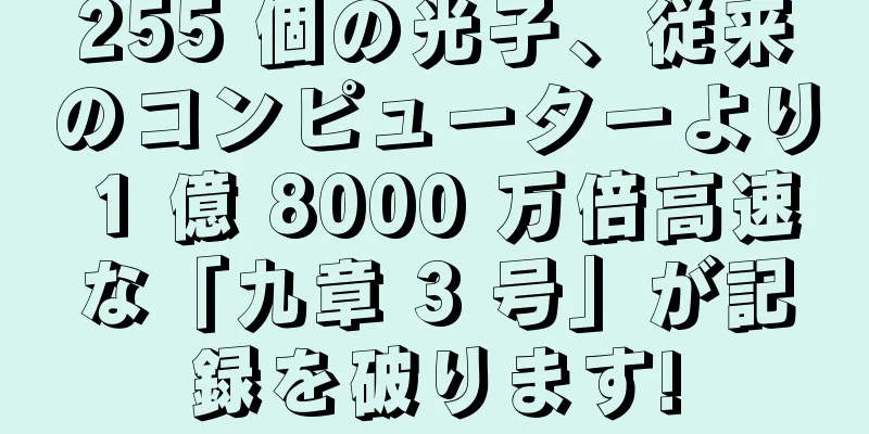 255 個の光子、従来のコンピューターより 1 億 8000 万倍高速な「九章 3 号」が記録を破ります!
