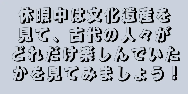 休暇中は文化遺産を見て、古代の人々がどれだけ楽しんでいたかを見てみましょう！