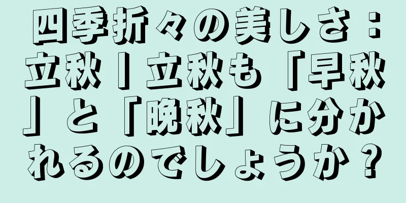 四季折々の美しさ：立秋丨立秋も「早秋」と「晩秋」に分かれるのでしょうか？