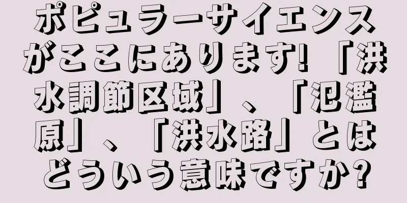 ポピュラーサイエンスがここにあります! 「洪水調節区域」、「氾濫原」、「洪水路」とはどういう意味ですか?