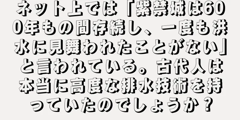 ネット上では「紫禁城は600年もの間存続し、一度も洪水に見舞われたことがない」と言われている。古代人は本当に高度な排水技術を持っていたのでしょうか？